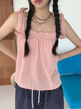 Mass Chiffon Frill Banding Ribbon Strap Sleeveless