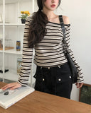 Pouch Multi Stripe One-Shoulder Long Sleeve