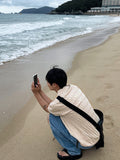 Cable knit short sleeve button collar ver