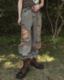 Const Bring Damaged Wide Denim