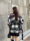 [75% Wool] Torrett Handmade Hood Cape Check Coat