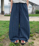 Inne Stripe Banding Wide Linen Pants