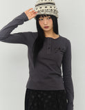 WINGS Henley Neck Long Sleeve T-Shirt