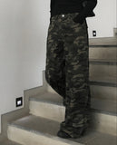 Naun Camo Back Pocket Snap Military Wide Pants
