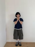 Cheatero Denim Layered Short Sleeve Blouse
