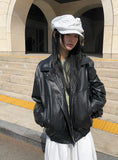 Etin Over Fit Collar Blouson Leather Jacket