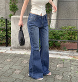 Slim Low-Rise Lightweight Semi Long Bootcut Denim Pants