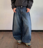 [unisex] Crion Washed Denim Banding Balloon Wide Pants