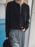 Otsi Ribbed Zipper Henley Neck