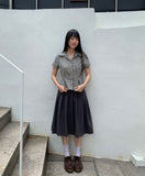 Ascend Check Collar Pin Tuck Shirt