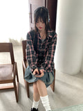 Deva vintage check brushed outer long sleeve shirt