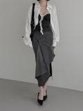 Luen Unbalanced Wrap Long Skirt