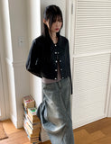 [MADE] Lawson wide collar slim crop crack leather jacket