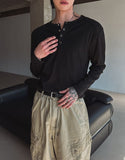 Swing Double Shoulder Rib Muscle Fit Henley Neck
