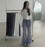-3kg Span Semi-Bootcut Long Denim Pants