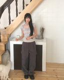 [Tie set] Hadel Corsage Layered Rib Shirring Puff T-shirt