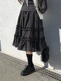 Roa Vintage Check Frill Tiered Midi Skirt