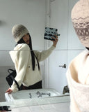 Luyou pocket knit hooded zip-up