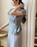 Cellon Drape Cap Sleeve Blouse