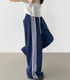 Banding Lace Track Wide Banding Pants