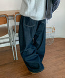 Detney Pintuck Denim Wide Brushed Pants