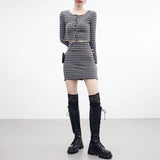 (1+1) Mench Stripe Cardigan + Skirt Set