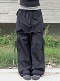 Kaze Nylon Pocket Wide Frill Skirt Pants