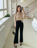 Credi Satin Tie Shawl Blouse