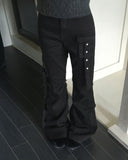 Denu cargo strap bootcut denim pants