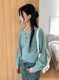 Haini ribbed V-neck semi-crop long-sleeve knit
