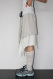 SLANT LAYERED MIDI SKIRT