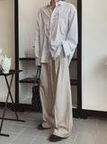 Modern three-tuck wide slacks