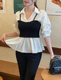 Sign Bustier Layered Three Quarter Shirring Shirt