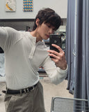 Conien Muscle Fit Henley Neck Long Sleeve T-shirt