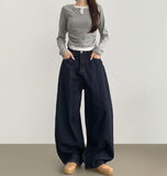 Raw Balloon Fit Volume Long Wide Denim Pants