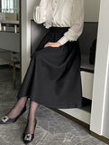 Loreson Wool Pintuck Flare Skirt