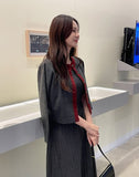 Madeu Color Matching Cardigan Rib Knit One Piece Set