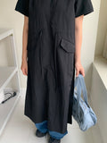 Hirot Short Sleeve Nylon Pocket Long One Piece
