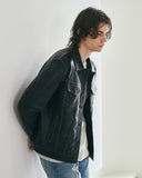 Lambskin Stitch Trucker Jacket