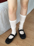 Bonu Ribbed See-Through Knee Socks Shirring Pleated Socks