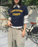 Tand 1980 Layered Cropped Short-Sleeved Knitwear