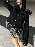Damage Fur Denim Jacket