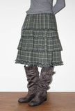 CHECK TIERED FRILL SKIRT