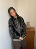 Cavit Cut Two-Way Washing Leather Jacket