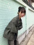 Luken Semi-Crop Washed Collar Jacket