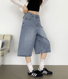 Casual Banding Knee Length Bermuda Denim Shorts