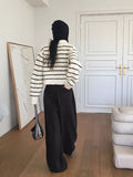 [Wool20] Yats Boucle Stripe Collar Knit Long Sleeve Cardigan