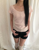 Houn Deep U-Neck Short Sleeve T-Shirt