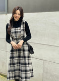 Kyuren Polar Knit Check Bustier One Piece Set (Belt Set)