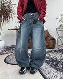 Per pintuck wide denim pants